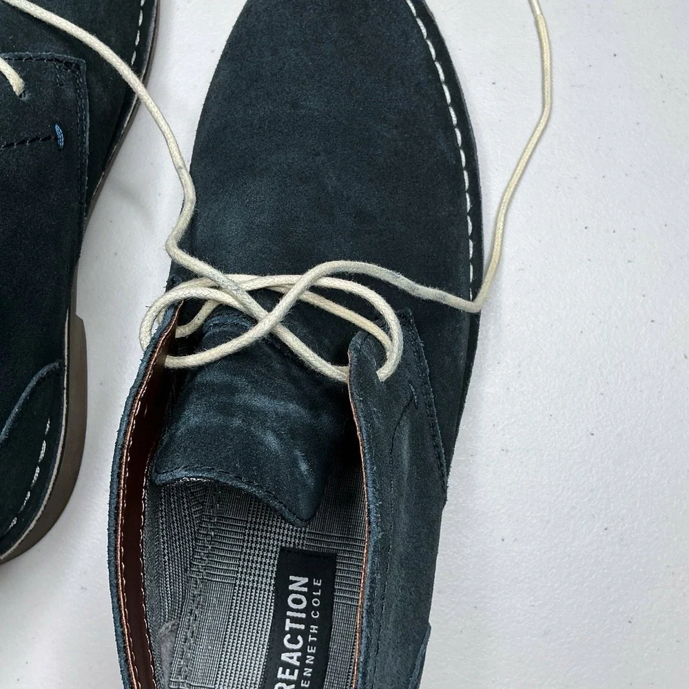 Kenneth Cole Reaction Shoes Men 10.5 Blue Suede Leather Chukka Lace Up